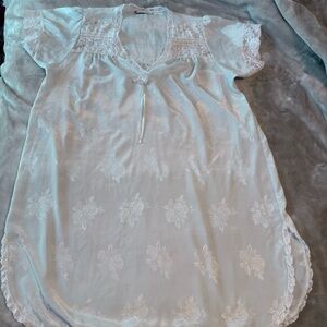 Christian Dior Vintage Lingerie Lace Nightgown,Pale Blue Floral Satin, Sz M-L
